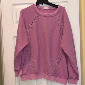 Women's Pink Lace Detail Top